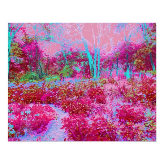 Impressionistisch landschap van rode en roze tuin perfect poster (Voorkant)