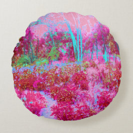 Impressionistisch landschap van rode en roze tuin rond kussen