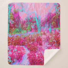 Impressionistisch landschap van rode en roze tuin sherpa deken