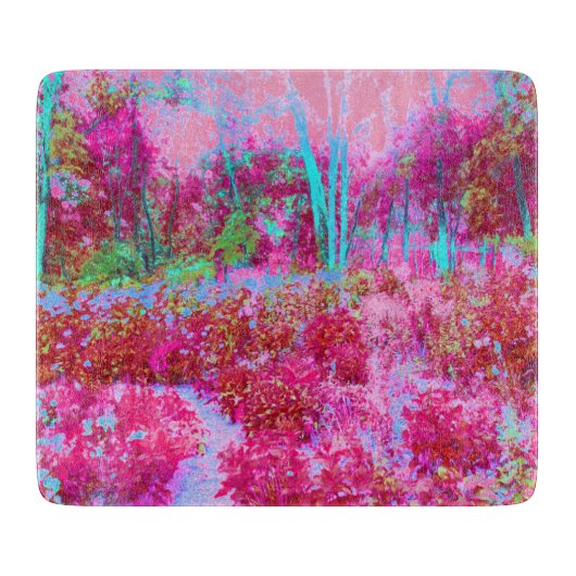 Impressionistisch landschap van rode en roze tuin snijplank (Voorkant)