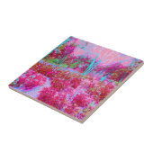Impressionistisch landschap van rode en roze tuin tegeltje (Zijkant)