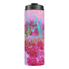 Impressionistisch landschap van rode en roze tuin thermosbeker