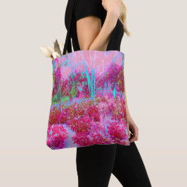Impressionistisch landschap van rode en roze tuin tote bag
