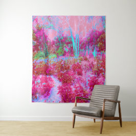 Impressionistisch landschap van rode en roze tuin wandkleed