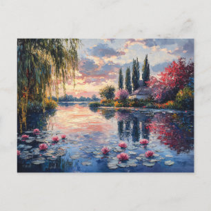 Impressionistisch landschap Willow Lotus Briefkaart