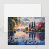 Impressionistisch landschap Willow Lotus Briefkaart (Voorkant / Achterkant)