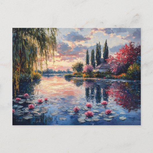 Impressionistisch landschap Willow Lotus Briefkaart (Voorkant)