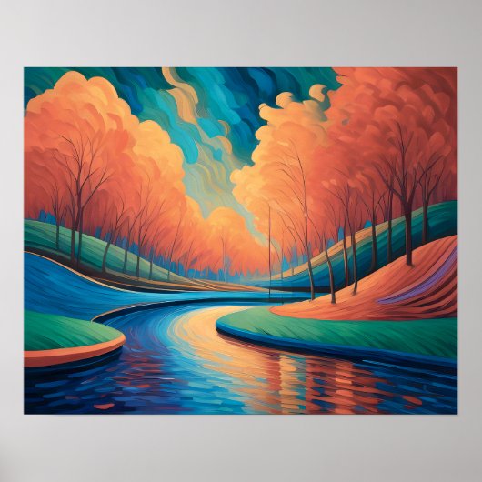 Impressionistisch levendig kleurenlandschap Fauvis Poster (Voorkant)