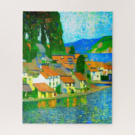 Impressionistisch Middellands Zee-dorp aan zee  Legpuzzel (Verticaal)