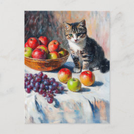 Impressionistisch olieverfschilderij van kat in st briefkaart