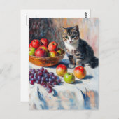Impressionistisch olieverfschilderij van kat in st briefkaart (Voorkant / Achterkant)