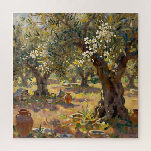 Impressionistisch olijfgaardtafereel legpuzzel (Verticaal)