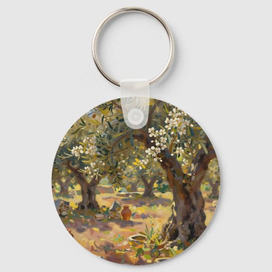 Impressionistisch olijfgaardtafereel sleutelhanger (Voorkant)