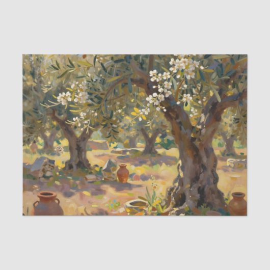 Impressionistisch olijfgaardtafereel tissuepapier (Voorkant)