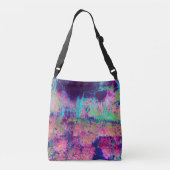 Impressionistisch Paars en Heet Roze Landschap Crossbody Tas (Achterkant)
