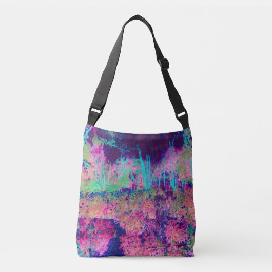 Impressionistisch Paars en Heet Roze Landschap Crossbody Tas (Voorkant)