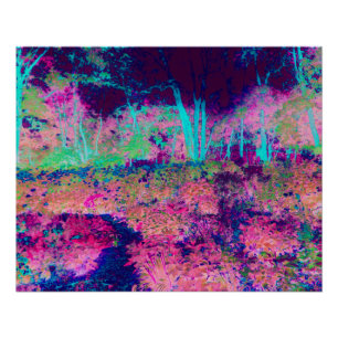 Impressionistisch Paars en Heet Roze Landschap Perfect Poster
