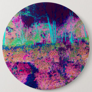 Impressionistisch paars en heet roze landschap ronde button 6,0 cm