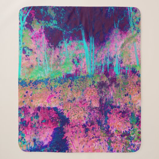 Impressionistisch Paars en Heet Roze Landschap Sherpa Deken (Voorkant)