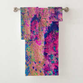 Impressionistisch Paars en warm roze landschap Bad Handdoek