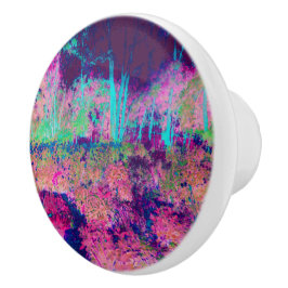 Impressionistisch Paars en warm roze landschap Keramische Knop