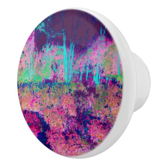 Impressionistisch Paars en warm roze landschap Keramische Knop (Rechts)