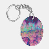 Impressionistisch Paars en warm roze landschap Sleutelhanger (Voorkant Links)