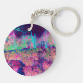 Impressionistisch Paars en warm roze landschap Sleutelhanger (Achterkant)