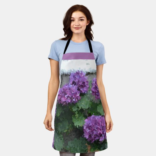 Impressionistisch Paars Hydrangea Blossom Schort (Gedragen)