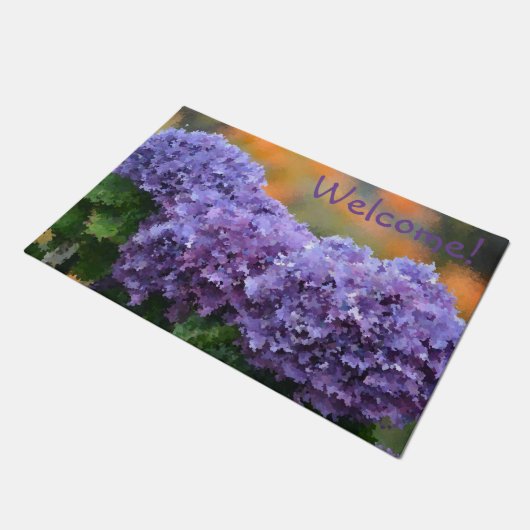 Impressionistisch Paars Hydrangea Deurmat (Schuin)