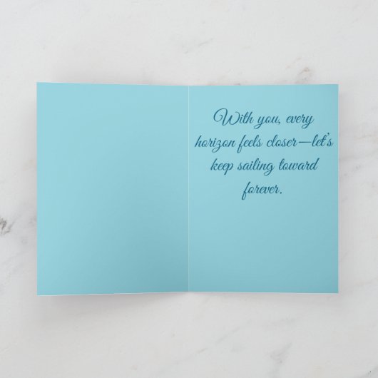 Impressionistisch romantisch zeilboot Jubileum Kaart (Binnen)