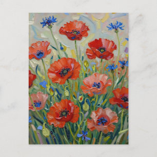 Impressionistisch Rood Klaprozenveld Briefkaart