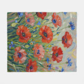 Impressionistisch Rood Klaprozenveld Fleece Deken (Voorkant (Horizontaal))