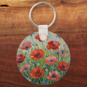 Impressionistisch Rood Klaprozenveld Sleutelhanger (Achterkant)
