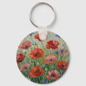 Impressionistisch Rood Klaprozenveld Sleutelhanger (Achterkant)