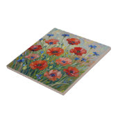 Impressionistisch Rood Klaprozenveld Tegeltje (Zijkant)