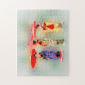 Impressionistisch schilderen van drie kleine maiko legpuzzel (Verticaal)