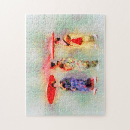Impressionistisch schilderen van drie kleine maiko legpuzzel (Verticaal)