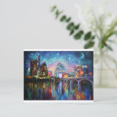 Impressionistisch schilderij van Austin City in he Briefkaart (Staand voorkant)