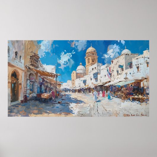 Impressionistisch schilderij van Tunesië Poster (Voorkant)