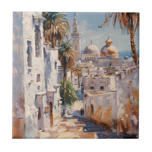 Impressionistisch schilderij van Tunis Tegeltje (Voorkant)