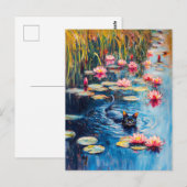 Impressionistisch schilderij van zwarte kat in Lil Briefkaart (Voorkant / Achterkant)