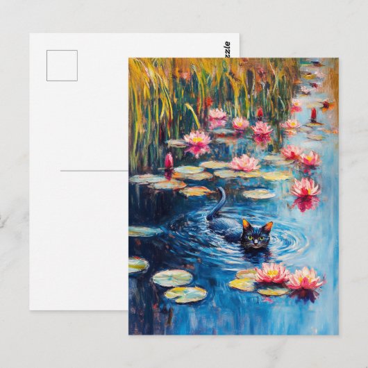 Impressionistisch schilderij van zwarte kat in Lil Briefkaart (Voorkant / Achterkant)