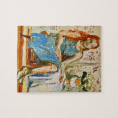 Impressionistisch schilderij, vrouw in blauw, kuns legpuzzel (Horizontaal)