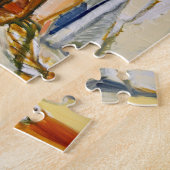 Impressionistisch schilderij, vrouw in blauw, kuns legpuzzel (Zijkant)