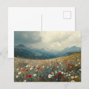 Impressionistisch schilderij Wildflower Landschap Briefkaart