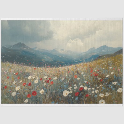 Impressionistisch schilderij Wildflower Landschap Tissuepapier (Voorkant)