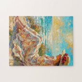 Impressionistisch strand dames olieverfschilderij legpuzzel (Horizontaal)