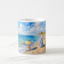 Impressionistisch strandtafereel – Mensen bij de z