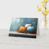 Impressionistisch trio van pompoenen op roestig ho kaart (Gele Bloem)